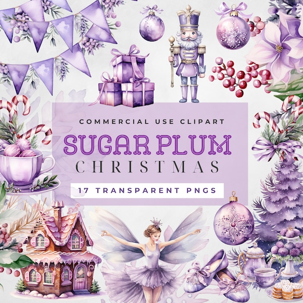 Christmas Clipart Sugar Plum | Commercial Use | Instant Digital Download | Ballerina Nutcracker Sublimation Design | Fairy Clip Art