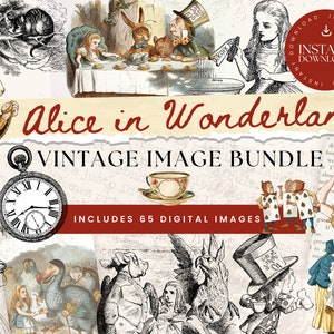 Alice au pays des merveilles vintage Clipart, Téléchargement instantané | chapelier fou | reine de cœur | téléchargement numérique, utilisation commerciale