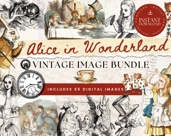 Alice in Wonderland Vintage Clipart, Instant Download | gekke hoedenmaker | hartenkoningin | digitale download, commercieel gebruik