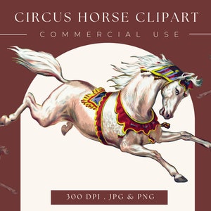 Clipart Circus paard afbeelding, digitale clipart, digitale download, instant download, commercieel gebruik, scrapbooking, home decor, dier