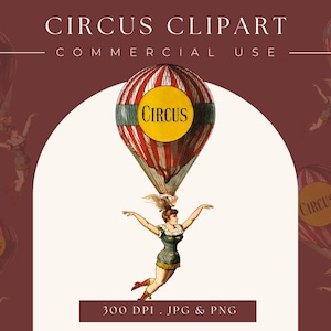 Clipart Circus Hot Air Balloon afbeelding, digitale clipart, digitale download, instant download, commercieel gebruik, scrapbooking, home decor, acrobaat