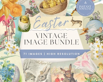 Clipart de Pascua / Descarga digital / Pascua vintage / Diario basura / Efímera de Pascua / Png de Pascua / Clipart digital / Uso comercial / Conejo