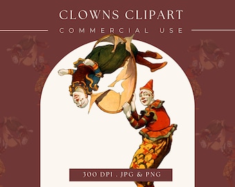 Clipart Circus clown image, digital clipart, digital download, instant download, commercial use, scrapbooking, home decor, vintage