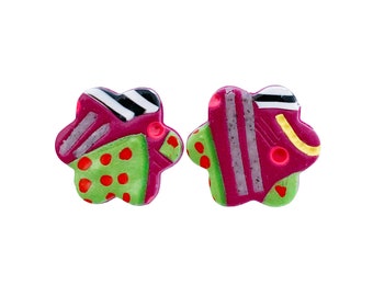 Geometric Clay Studs, Colourful Earring Gift For Women