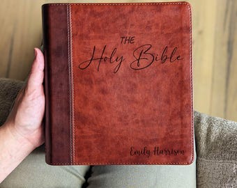 Personalisierte ESV Journaling Studienbibel | Englische Standard Version | Individuell gravierter Name | Breiter Rand Studienbibel | Christliches Geschenk
