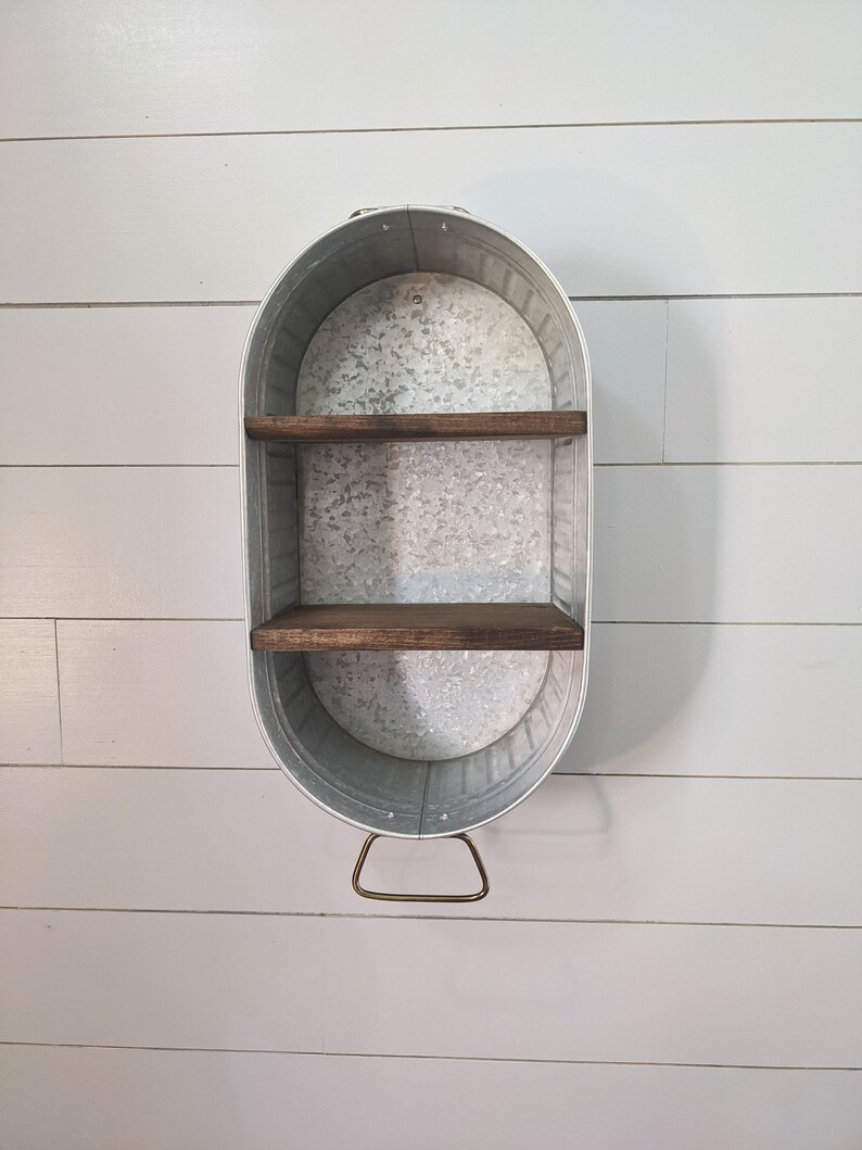 Photo inspiration: Gallery Detail: Galvanized Wash Tub With Shelves Bathroom Wall Decor
