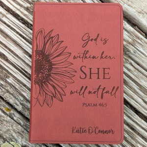 Biblia ESV personalizada / Letra grande portátil / Nombre grabado personalizado / Biblia de estudio fácil de leer / Regalo cristiano de girasol