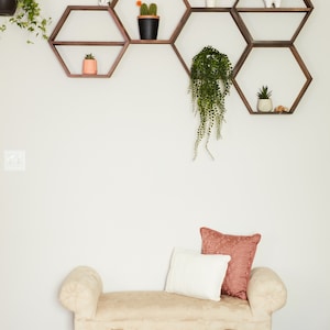 Hexagon Shelves, floating shelf, Honeycomb Shelf, crystal shelf, wood hexagon, plant shelf, rustic display shelves, crystal display shelf image 10