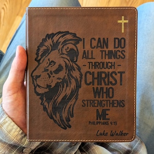 Personalized NIV Journaling Bible | New International Version | Custom Engraved Name |  Study Bible | I Can Do All Things Christian Gift