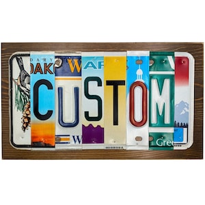 Custom Made License Plate Letter Signs - Spell Out Your Words with Personalized Decor for Home, Office, or Unique Gifts -  Vintage Wall Art