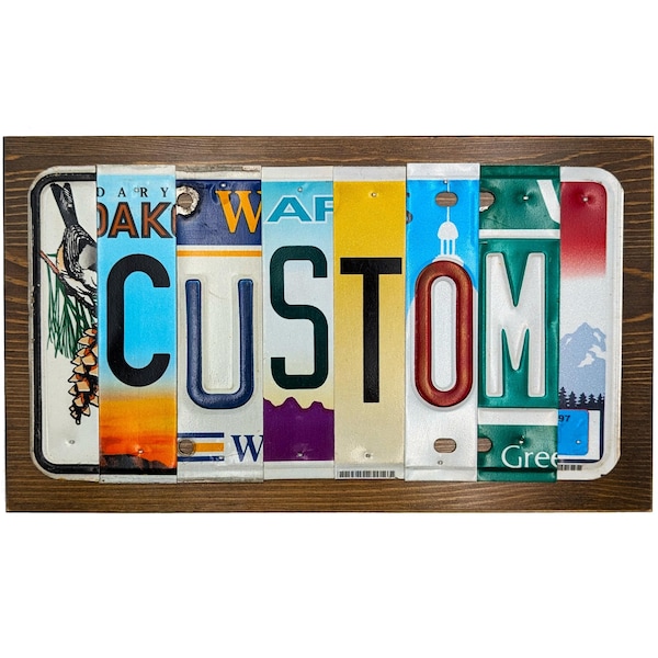 Custom Made License Plate Letter Signs - Spell Out Your Words with Personalized Decor for Home, Office, or Unique Gifts -  Vintage Wall Art