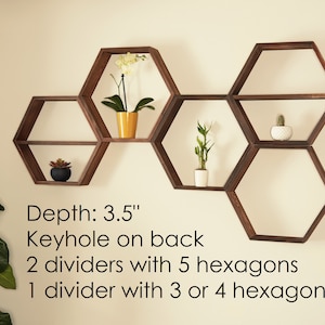 Hexagon Shelves, floating shelf, Honeycomb Shelf, crystal shelf, wood hexagon, plant shelf, rustic display shelves, crystal display shelf image 5