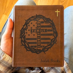 Personalized NIV Journaling Bible | New International Version | Custom Engraved Name |  Study Bible | God Family Country Christian Gift