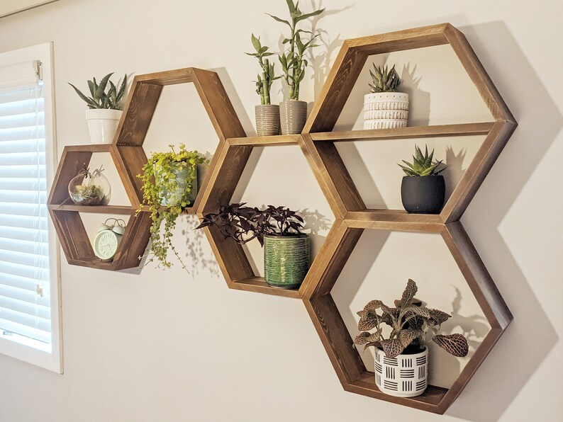 Hexagon Shelves Floating Shelf Shelf Crystal Etsy