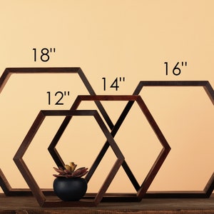 Hexagon Shelves, floating shelf, Honeycomb Shelf, crystal shelf, wood hexagon, plant shelf, rustic display shelves, crystal display shelf image 4