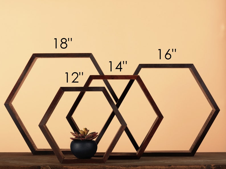 Hexagon Shelves, floating shelf, Honeycomb Shelf, crystal shelf, wood hexagon, plant shelf, rustic display shelves, crystal display shelf image 4