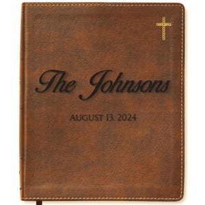 Biblia NIV personalizada para llevar un diario / Nueva versión internacional / Nombre personalizado grabado / Biblia de estudio fácil de leer / Regalo de boda cristiano