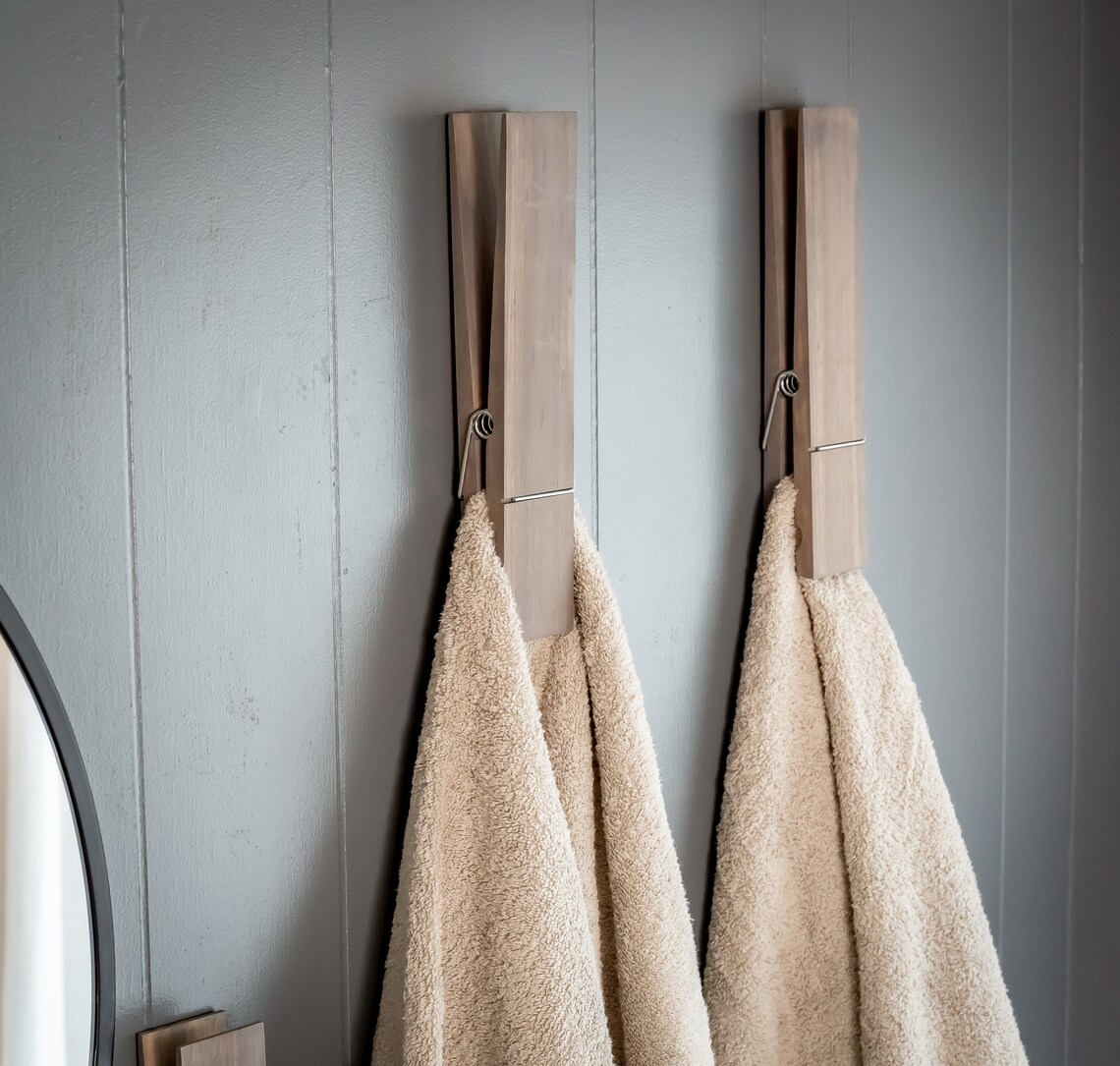 Jumbo Clothespin Bathroom Towel Holder One 12 Etsy