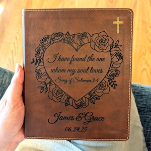 Personalized NIV Wedding Bible | Custom Engraved Journaling Bible | Easy-to-Read Study Bible | Christian Gift for Bride & Groom Anniversary