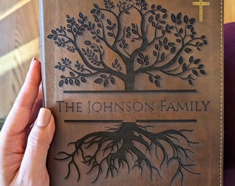 Personalized NIV Journaling Bible | New International Version | Custom Engraved Name | Easy-to-read Study Bible | Family Tree Christian Gift