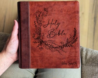Personalisierte ESV Journaling Studienbibel | Englische Standard Version | Individuell gravierter Name | Breiter Rand Studienbibel | Christliches Geschenk