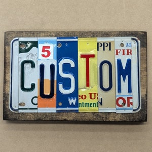 Letreros de matrícula personalizados: deletrea tus palabras con decoración personalizada para el hogar, la oficina o regalos únicos - Arte de pared vintage