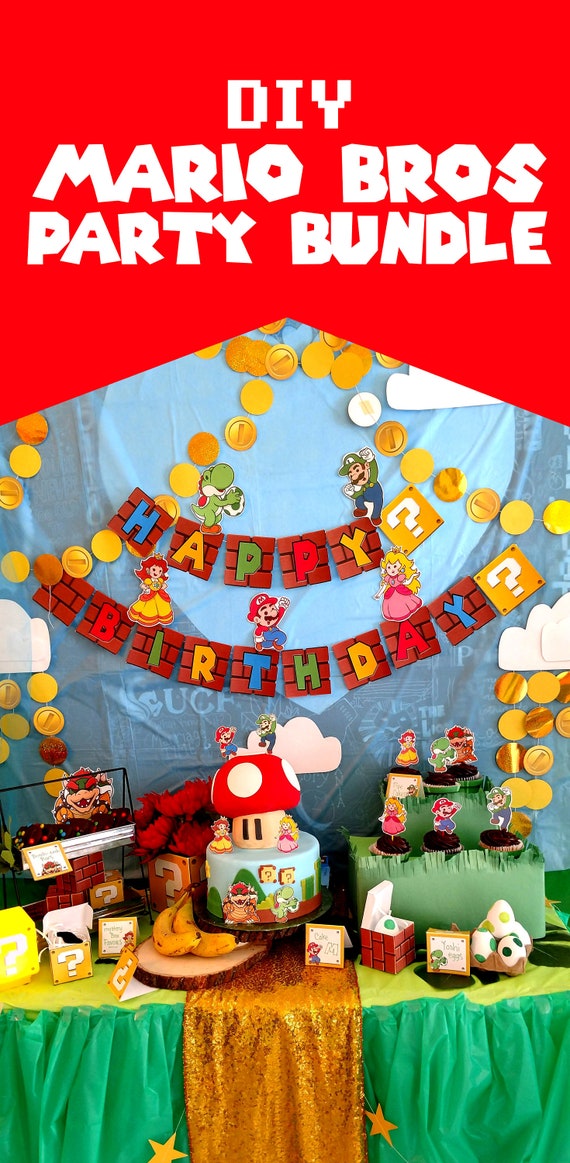 Mario Bros Imprimable Fête anniversaire baby shower genre révéler