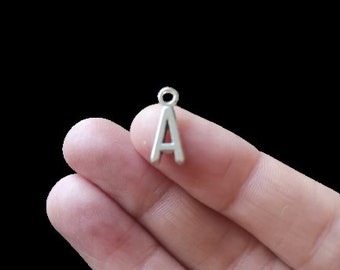 50 Letter 'A' Charms Silver Antique Tone BULK - Alphabet - Crafting - Jewellery - Keyring - Pendant - Gift - Dog Tag - Personalise