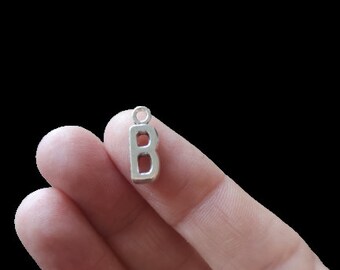 50 Letter 'B' Charms Silver Antique Tone BULK - Alphabet - Crafting - Jewellery - Keyring - Pendant - Gift - Dog Tag - Personalise