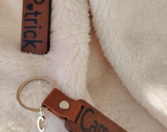 Personalised name Keyring - Keychain -  Dark Wood - Letter Charm - Gift