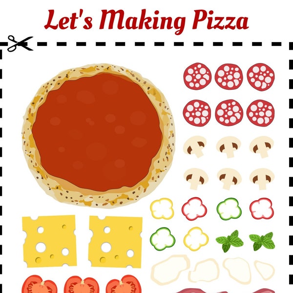 Pizza game cut out, 10 clipart, pizza vector graphics, pizza ingredients clipart, food clip art, digital images