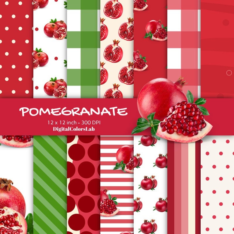 Pomegranate & Flowers tile patterned paper (free) 12x12