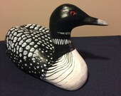 Hand carved and hand painted loon decoy