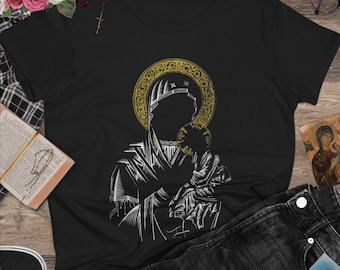 T-shirt Our Lady of Perpetual Help Icon – Minimalistisch T-shirt Marian-vrouwen