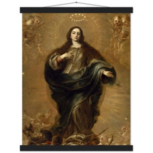 Arte religioso de la pared - Cartel de papel mate premium con percha - La Inmaculada Concepción - Arte de la Virgen María - Arte católico - Arte religioso