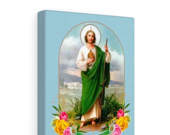 San Judas Tadeo - Impresión de arte de lienzo - Serie de santos católicos - San Judas - Arte de pared - Arte de los santos - Impresión en lienzo