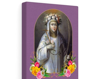 Die Heilige Rose von Lima - Kunstdruck auf Leinwand - Katholische Heilige Serie - St Rose von Lima - Heilige Kunst - Druck auf Leinwand - Santa Rosa de Lima