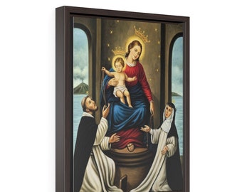 Framed Religious Canvas Art - Virgin Of The Rosary Of Pompei - Devotional - Religious Wall Art - Catholic Art - Mother Mary Art