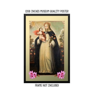 St Rose of Lima - religious poster - art print - Saint Rose of Lima - catholic saints serie - Cuzco School