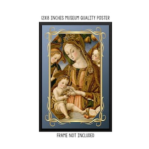 Religious posters - Madonna and Child with two Angels - Vittore Crivelli - catholic art - Virgin Mary art - Virgin Mary painting - religious