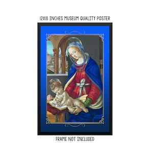 Regalos religiosos - Cartel de la Virgen y el Niño - de una pintura religiosa de Filippino Lippi - grabados católicos - grabados religiosos - católicos