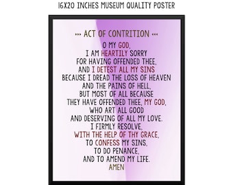 Act of contrition Prayer - Art Print - Poster - Catholic Prayer - Catholic Wall Art - Religious Wall Decor - Prayers