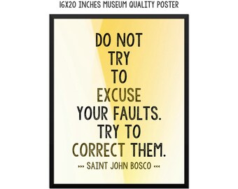 Citations de saints catholiques - Saint Jean Bosco - Impression d'art mural - Citations inspirantes - Don Bosco - Poster