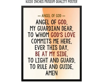 Angel of God Prayer - Art Print - Poster - Catholic Prayer - Catholic Wall Art - Religious Wall Decor - Prayers