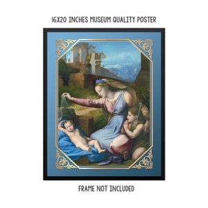 Madonna with the Blue Diadem by Raphael Sanzio - Religious Poster - catholic wall art - Virgin Mary poster - holy art
