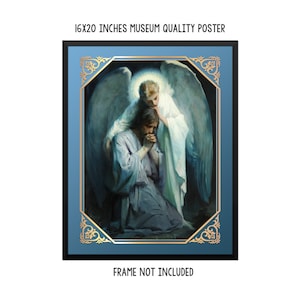 Catholic wall art - The Agony in the Garden - Jesus and the Angel - christian poster - religious print - Frans Schwartz