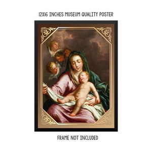 Religious Poster - Madonna and Child - art print - Mother Mary print - catholic wall art - catholic poster