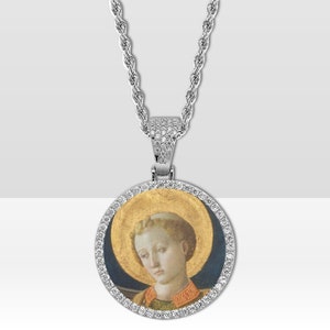 Silver or Gold - Saint Lawrence of Rome  - Catholic Pendant - Rope Chain 4 sizes - Religious Necklace - St Lawrence Martyr - Holy Jewelry