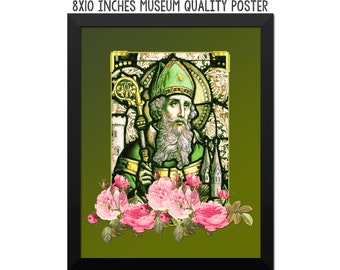 St Patrick of Ireland - religious poster - catholic artwork - saints serie art print - Saint Patrick- catholic saints