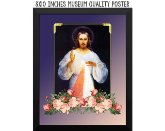 Divine Mercy of Jesus - catholic poster - religious art print - Jesus of Vilnius - Misericordia - catholic wall art